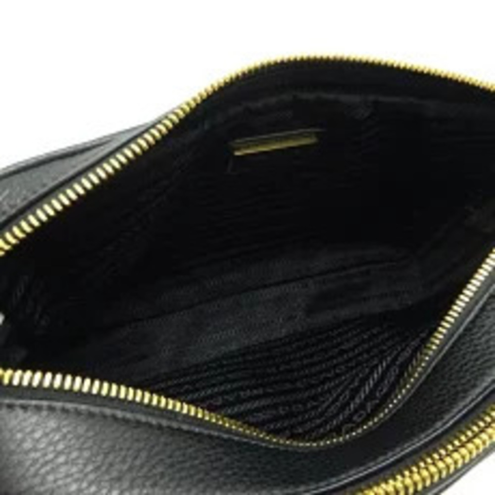 Prada Double Zip Shoulder Bag Leather Nero Black - Picture 6 of 10